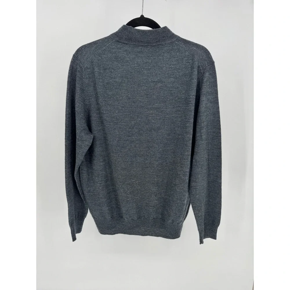 Alan Flusser Mens Merino‎ Wool Mock Neck Sweater Charcoal Gray Size M - Picture 2 of 6